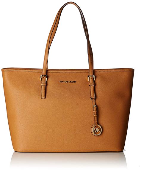 michael kors saffiano leather medium jet set travel tote bag|michael kors large leather tote.